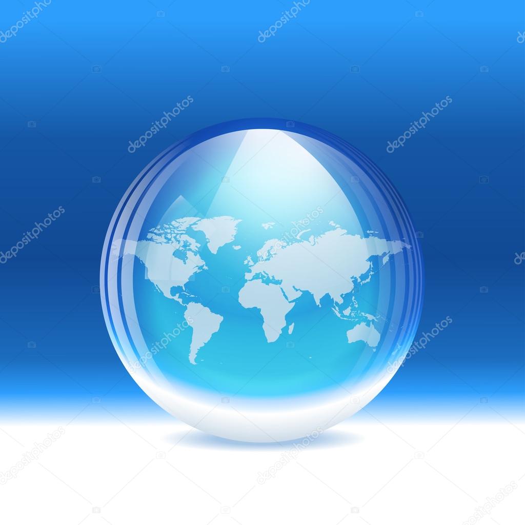 Vector transparent snow globe with map