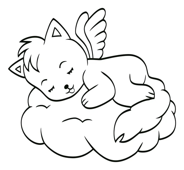 Schattig slapen engel-kat — Stockvector