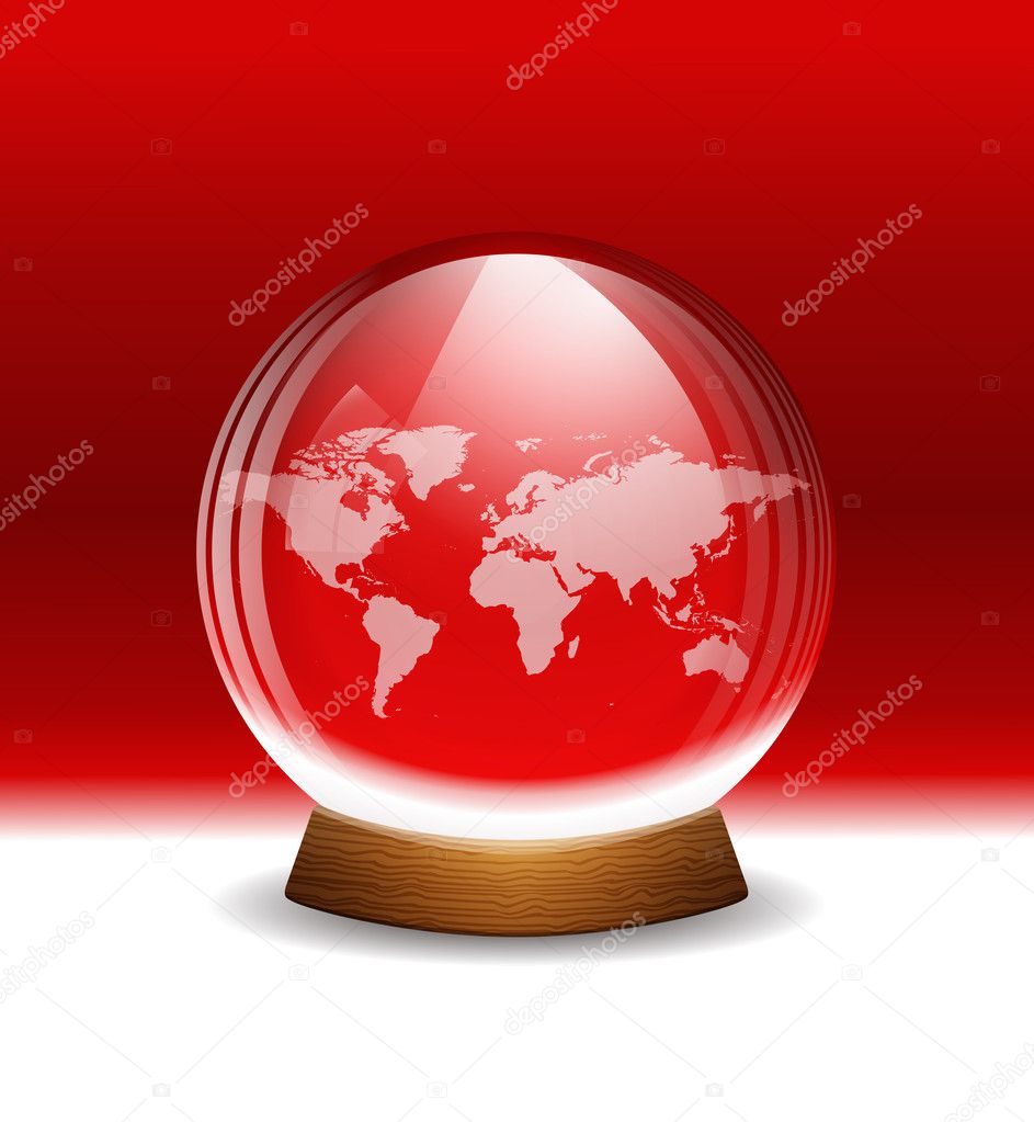 Vector transparent snow globe with map