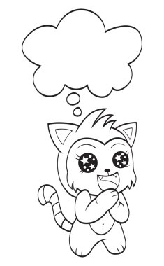 sevimli kedi ile konuşma balonu