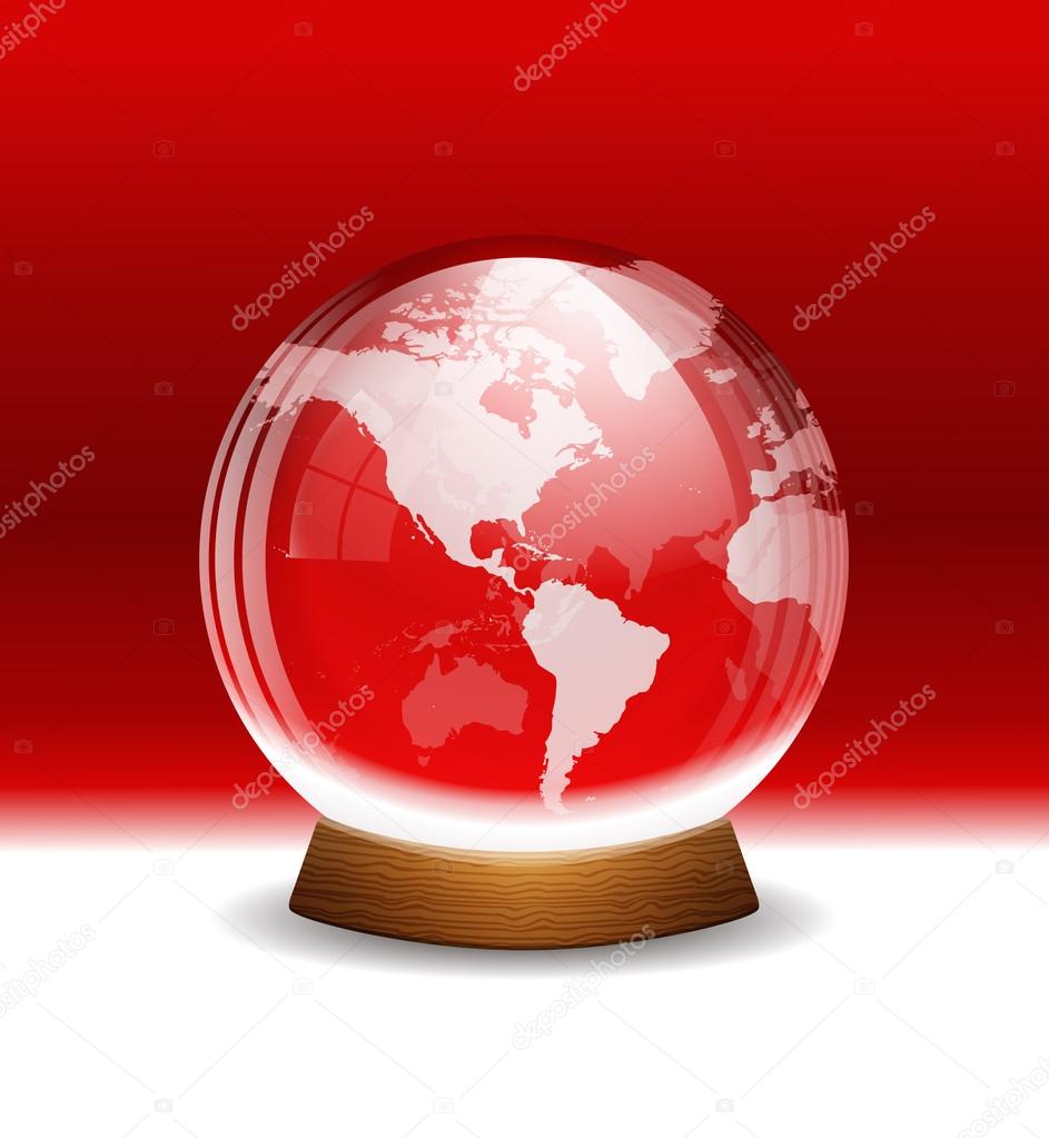 Vector transparent snow globe with map