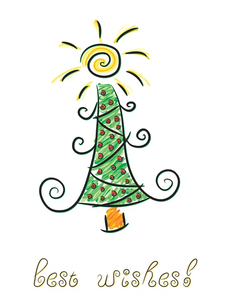 Doodle árbol de Navidad — Vector de stock