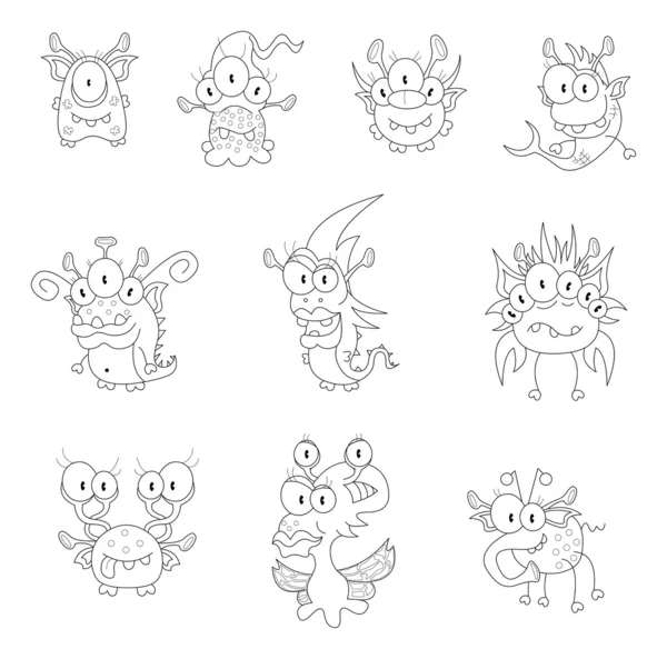 Monstruos de dibujos animados, duendes, fantasmas — Vector de stock