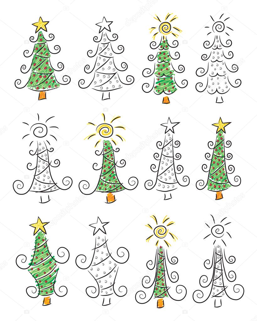 Doodle Christmas trees