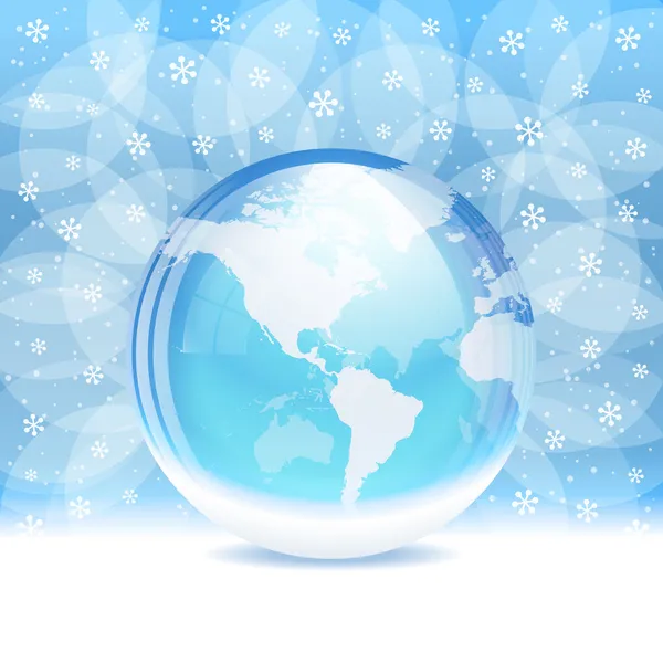 Vector glob transparent de zăpadă cu hartă — Vector de stoc