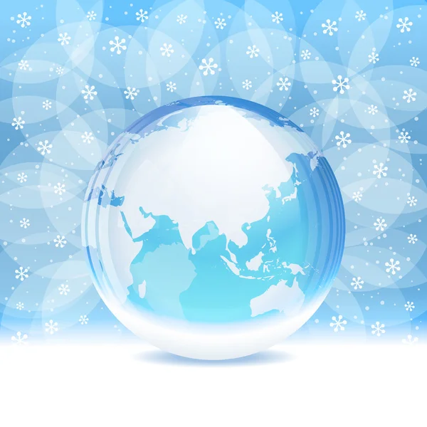 Vektor transparente Schneekugel mit Karte — Stockvektor