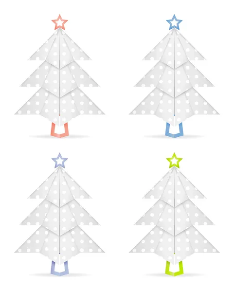 Origami-Weihnachtsbäume — Stockvektor
