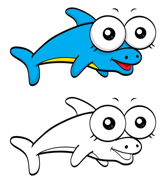 Delfín de dibujos animados — Archivo Imágenes Vectoriales