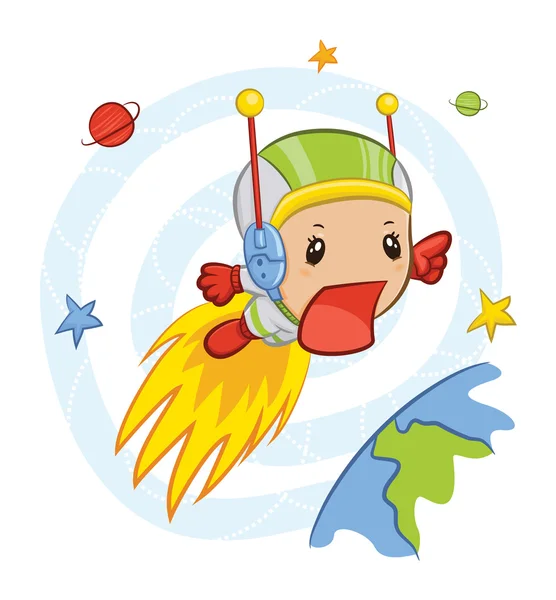 Niño astronauta de dibujos animados — Vector de stock