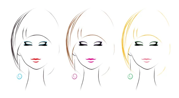 Cheveux femme en trois couleurs — Image vectorielle