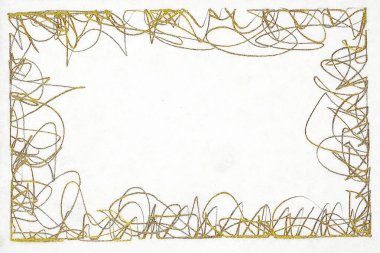Beyaz kağıt üzerinde yaldızlı efektli kalem soyut çizimi