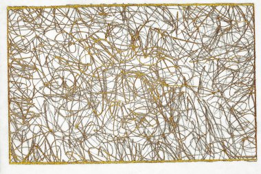 Beyaz kağıt üzerinde yaldızlı efektli kalem soyut çizimi