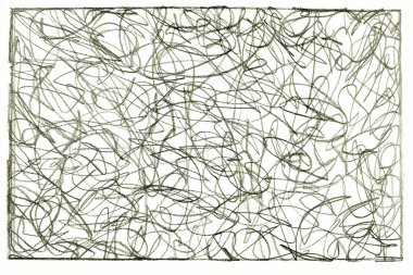 Beyaz kağıt üzerinde siyah kalem. Soyut görünümlü serbest çizim. B & W 'nin fotoğrafı.