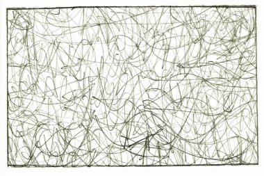 Beyaz kağıt üzerinde siyah kalem. Soyut görünümlü serbest çizim. B & W 'nin fotoğrafı.