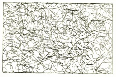 Beyaz kağıt üzerinde siyah kalem. Soyut görünümlü serbest çizim. B & W 'nin fotoğrafı.