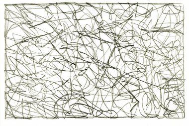 Beyaz kağıt üzerinde siyah kalem. Soyut görünümlü serbest çizim. B & W 'nin fotoğrafı.