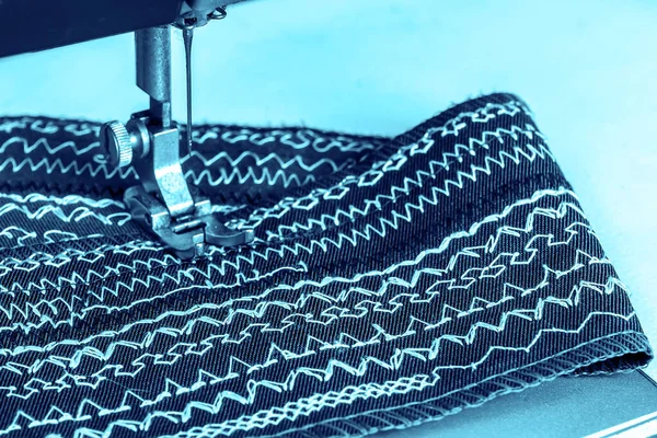 Zigzag Pontos Feitos Uma Máquina Costura — Fotografia de Stock