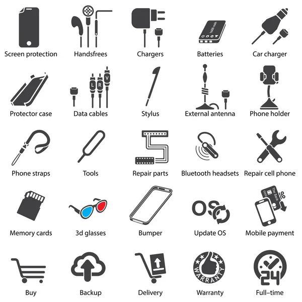 Conjunto de iconos web de servicio móvil — Vector de stock