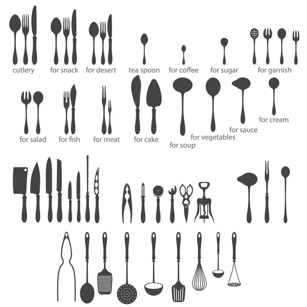 Set of cutlery icons — Stock Vector