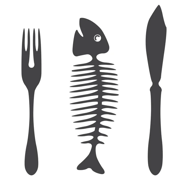 餐具刀叉鱼-图 — 图库矢量图片