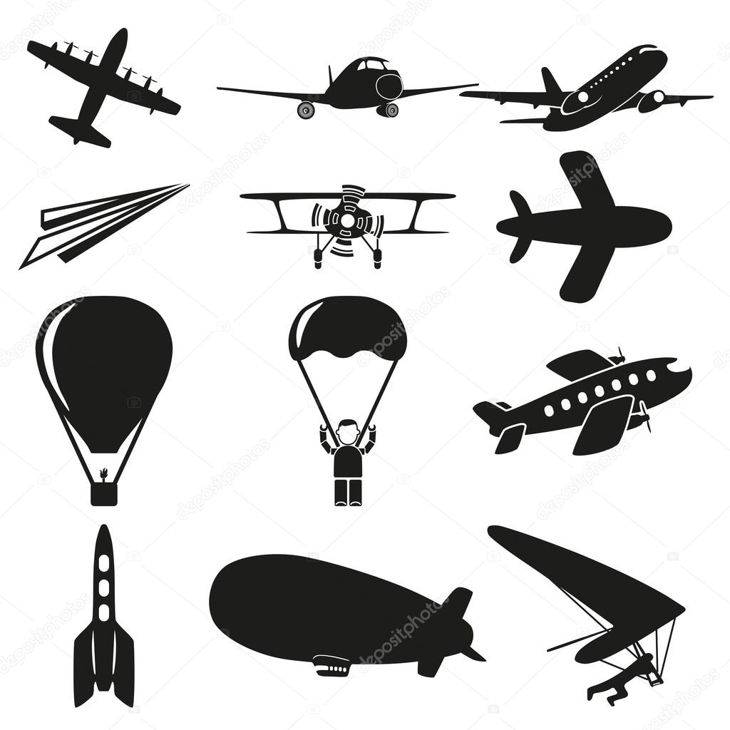 Set of flying icons