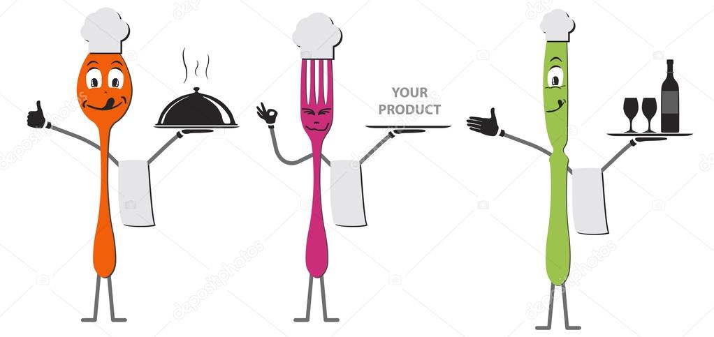 Spoon knife and fork cartoon