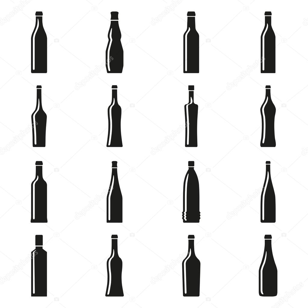 Set of bottles silhouettes