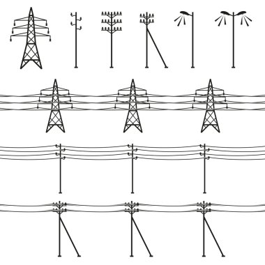 High voltage power lines clipart