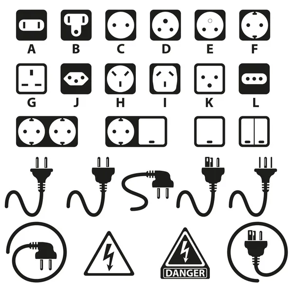 在白色背景上的电插座图 — 图库矢量图片
