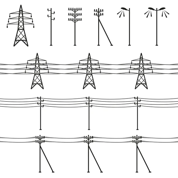 Linee elettriche ad alta tensione — Vettoriale Stock