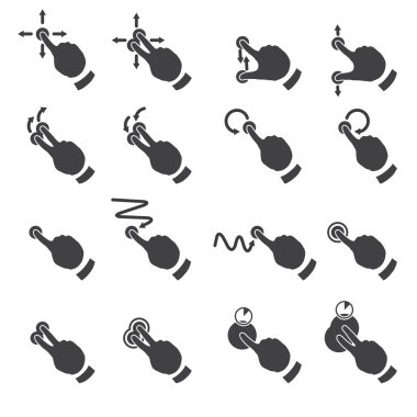 Set of multitouch gestures clipart