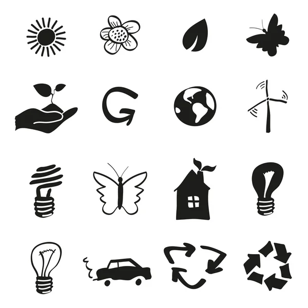 Iconos de ecología y reciclaje — Vector de stock