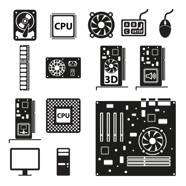 Conjunto de iconos de hardware de computadora — Vector de stock