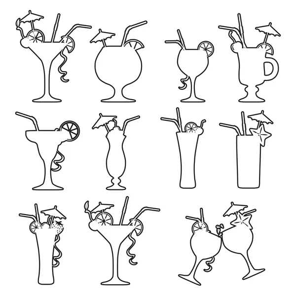 Set von Cocktails auf weißem Hintergrund — Stockvektor