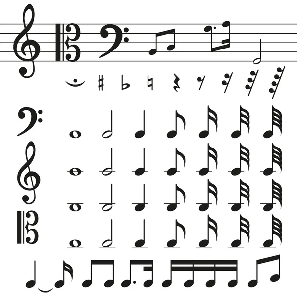 Icônes mis note de musique — Image vectorielle