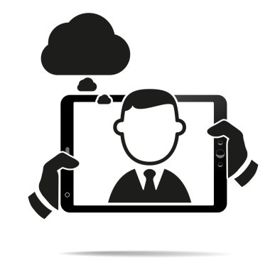 bir tablet ile izole perde tutan eller