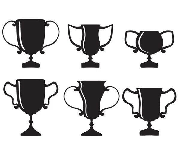 Black trophy and awards icons set — Stock Vector
