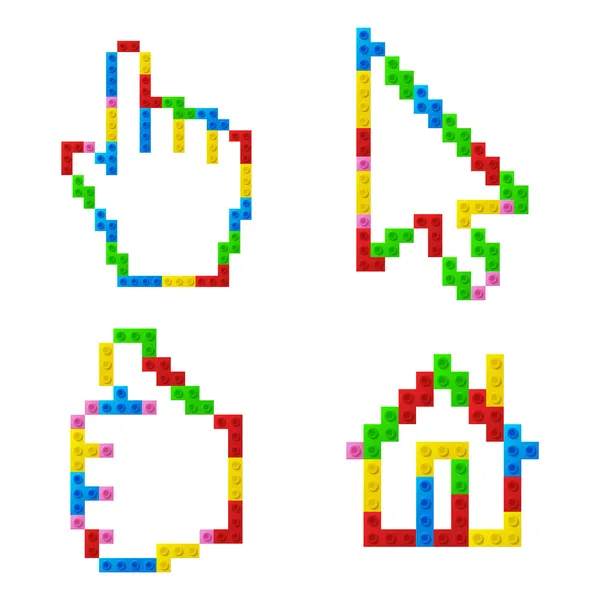 Ensemble d'icônes de blocs de jouets en plastique — Image vectorielle