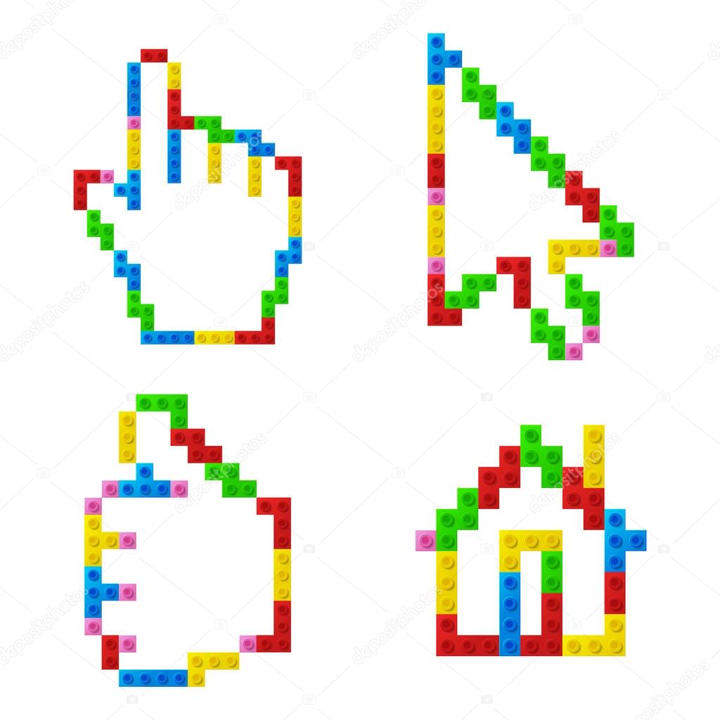 Set of icons from plastic toy blocks