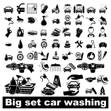 Car wash icons set