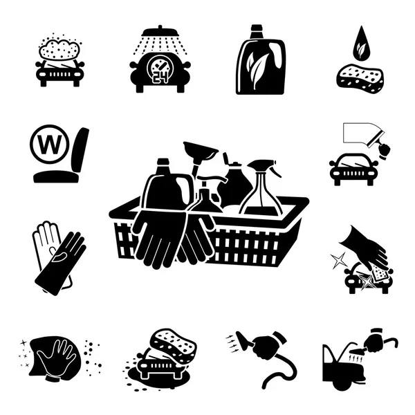 Zestaw ikon myjni samochodowej — Wektor stockowy