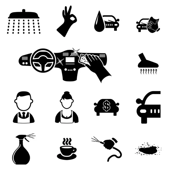 Ensemble d'icônes de lavage de voiture — Image vectorielle