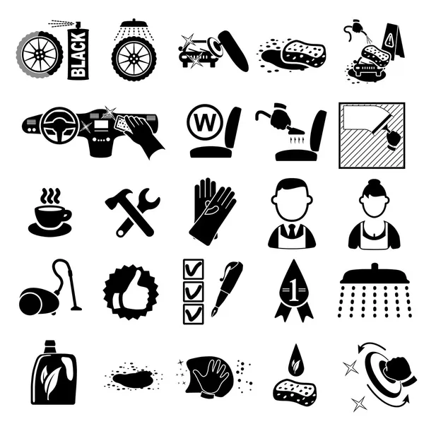 Araba Yıkama Simgeleri Ayarlandı