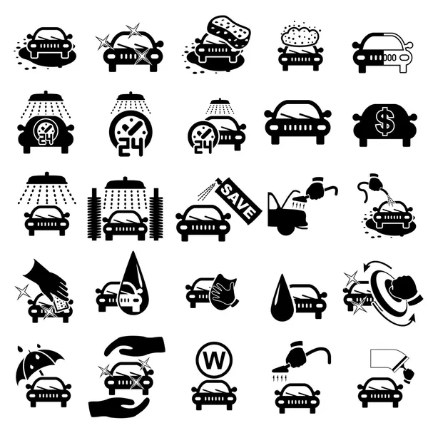 Juego de iconos de lavado de coches — Archivo Imágenes Vectoriales