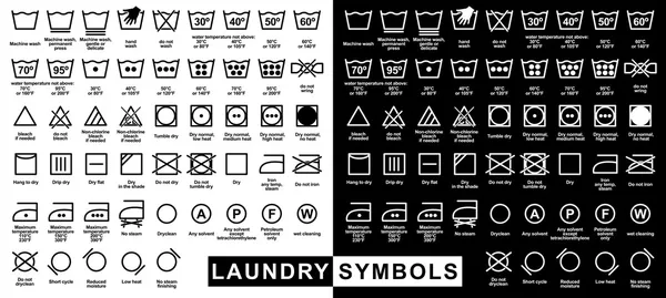 Icon set of laundry symbols — Stock Illustration Icon set of laundry symbols Stock Vector