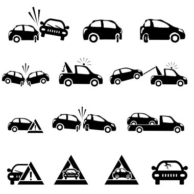 Icons set of car accident clipart