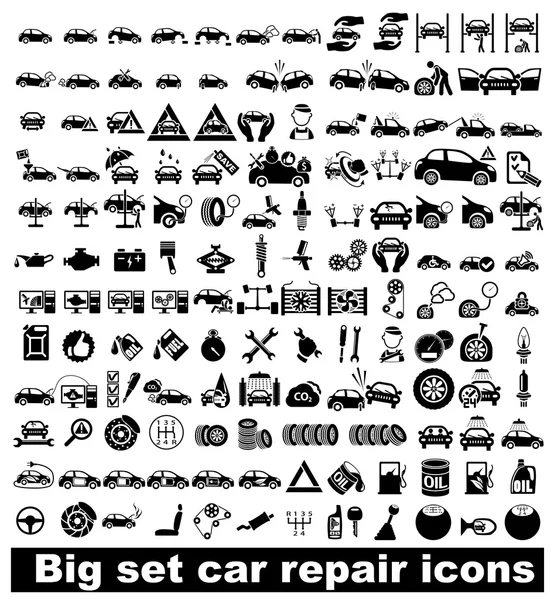 Grandes iconos de reparación de coches conjunto — Vector de stock