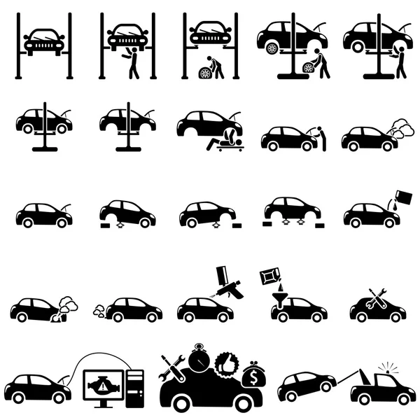 Iconos de reparación de automóviles — Vector de stock