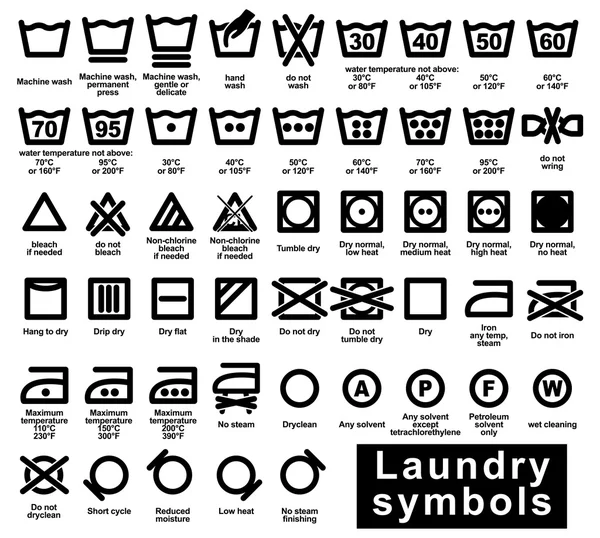 Icon set of laundry symbols — Stock Vector