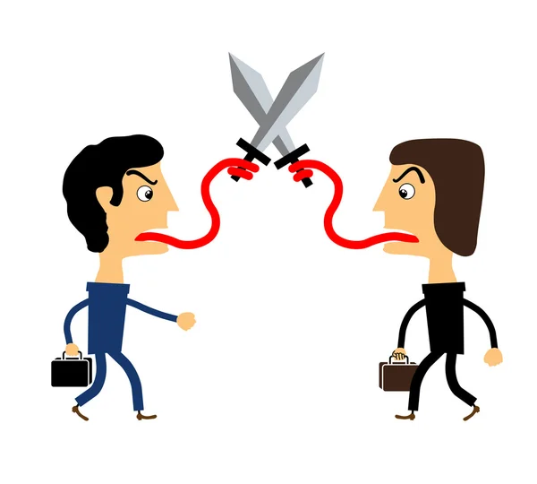 Two people fighting with their tongues — Stock Vector